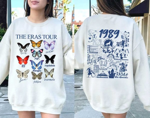 Vintage Ts Eras Tour 1989 Sweatshirt, Butterfly Swiftie Merch, Swiftie The Eras Tour Tee, The Eras Tour Swiftie Merch, Swift Midnight Shirt