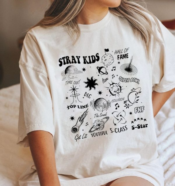 Vintage Stray Kids 5 Star Shirt. Stray Kids Album Shirt. Stray Kids Han, Hyunjin, Lee Know, Bang Chan, Changbin, Felix.