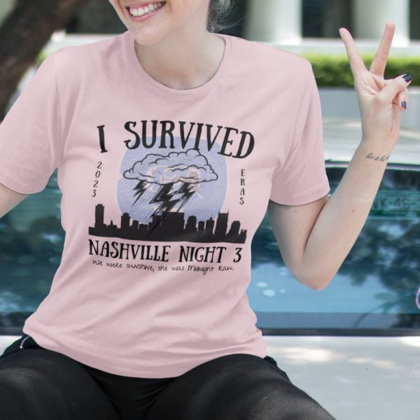 I Survived Nashville Night 3 T Shirt – Taylor Concert Shirt, Eras Tour Nashville Shirt