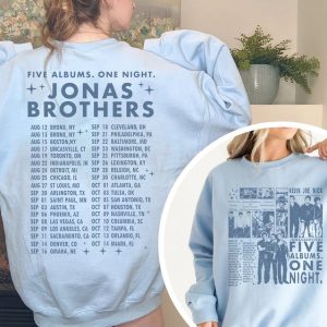 Retro Jonas Brothers 2 Sides Shirt, Five Albums One Night Tour Dates Shirt, JB 2023 North America Tour Shirt, Jonas All Albums Tour Shirt