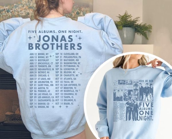 Retro Jonas Brothers 2 Sides Shirt, Five Albums One Night Tour Dates Shirt, JB 2023 North America Tour Shirt, Jonas All Albums Tour Shirt