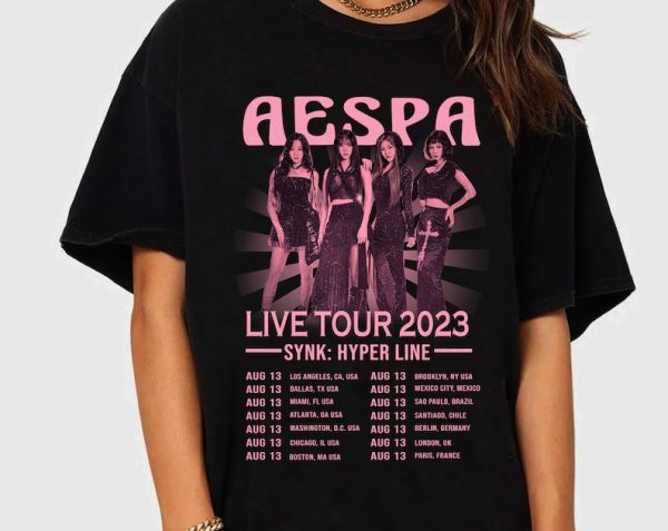 Retro Aespa Tour 2023 Shirt, Aespa Synk Hyper Line Tour Shirt, Aespa Tour 2023 Shirt, Aespa Ningning, Karina, Giselle, Winter