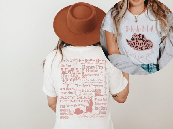 Shania Twain Two Sided Tracklist Shirt | Lets Go Girls Shania Twain Concert Tshirt | Shania Twain Merch, Gift, Fan