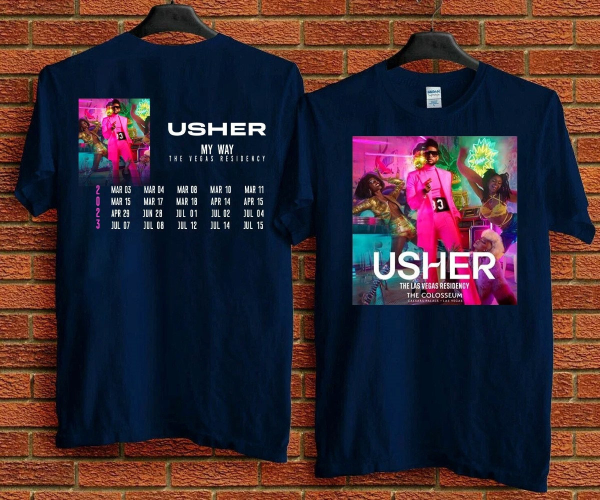 Usher My Way The Vegas Residency Tour 2023 T-Shirt, Usher Tour 2023 T-Shirt, Usher RnB Music Concert T-Shirt, 2023 Music Tour Shirt Gifts.