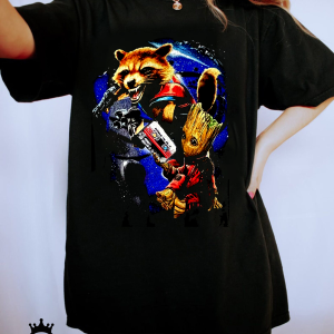 Vintage Rocket Racoon & Groot T-Shirt, Guardians Of The Galaxy Shirt, Marvel Shirt, Rocket Raccoon Shirt, Guardians Of The Galaxy 3