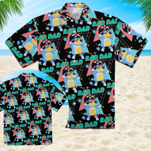 Bluey Hawaiian Shirt, Bluey Shirt, Bluey Dad Button Shirt, Rad Dad Bluey Shirt, Fathers Day Shirt, Dad Bluey Shirt, Bluey And Bingo