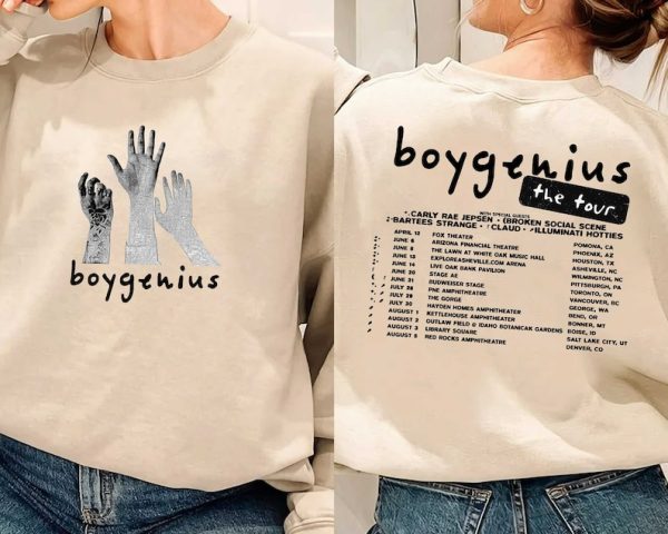 Boygenius Merch Sweatshirt Hoodie The Record Indie Rock Music Tour 2023 Phoebe Bridgers Julien Baker Lucy Dacus 20 dollars Tooth Tracklist