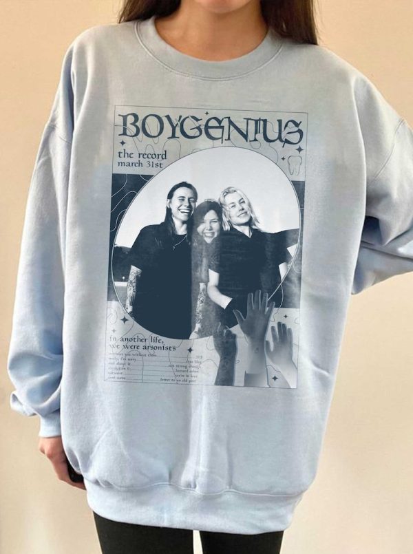 Boygenius The Record Merch Sweatshirt Hoodie Indie Rock Music Tour 2023 Phoebe Bridgers Julien Baker Lucy Dacus 20 dollars Tooth Tracklist