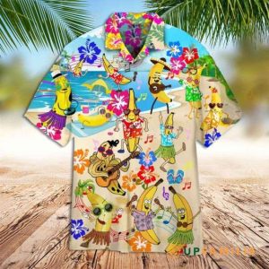 Fruit Banana Love Beach Music Hawaiin Shirt, Hawaii Holiday Beach Shirt, Hawaiian Beach Shirt, Summer Vacation Hawaii Shirt