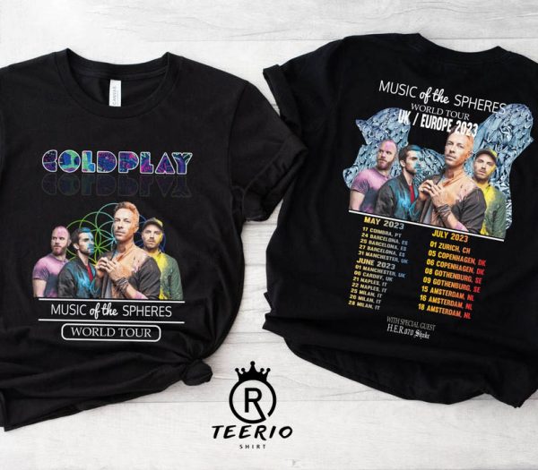 2023 Coldplay World Tour Shirt, Music Of The Spheres Tour 2023, Music Concert World Tour 2023 Sweatshirts T-Shirt Gift Unisex