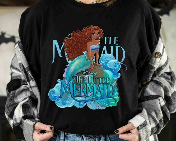 Black Ariel Princess Shirt, Live Action Little Mermaid Movie 2023 Tee, WDW Magic Kingdom Disneyland Trip Family Vacation Holiday Gift