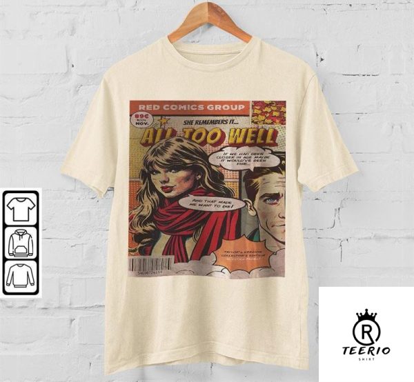 Taylor Swift Comic Shirt V2, Sweatshirt Merch All Too Well Vintage Comic Book Album Red Taylor Eras Tour 2023 Graphic Tee Unisex