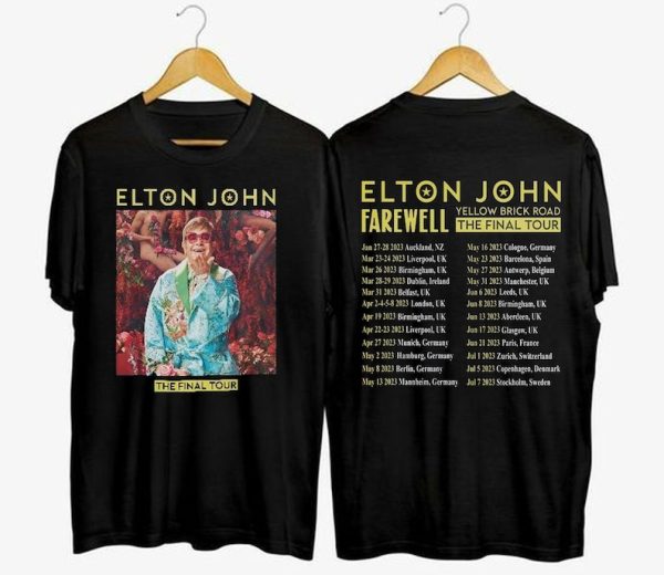 Elton John Goodbye Yellow Brick Road 2023 World Tour Double Side Trending Unisex T-Shirt, 2023 Music World Tour T-Shirt, Music T-Shirt