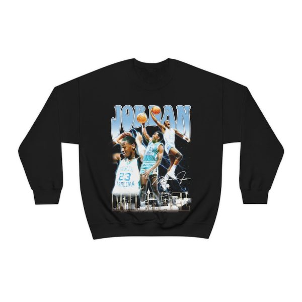 Michael Jordan UNC 90s Style Vintage Bootleg Sweatshirt Jordan North Carolina Gift for Michael Jordan Fans NBA Graphic Unisex Sweatshirt