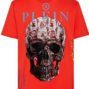 Philipp plein Logo Crystal Skull T-shirt Red