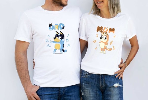 Bluey Family T-shirt, Family Matching Shirt, Bluey Mom Shirt, Bluey Dad Shirt, Bluey Mum Shirt, Bandit Chili Bingo Tee