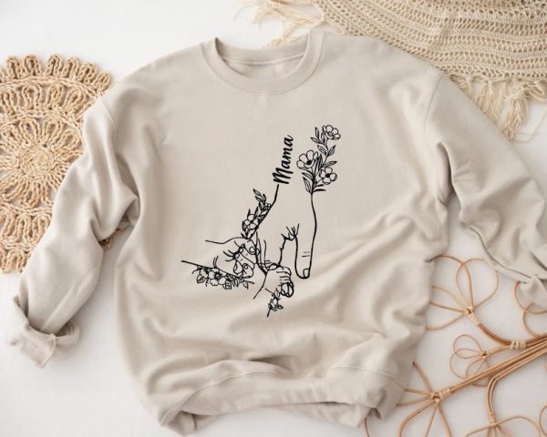 Holding Child And Mama Hands Sweatshirt, Aesthetic Cute Tees, Gift For Mother, Mothers Day Gift