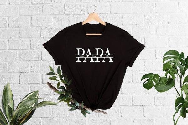 Custom Dad T-Shirt, Personalized Papa Shirt, Custom Kids Names Tshirt, Father’s Day Gift, Dad Gift Shirt With Kids Names