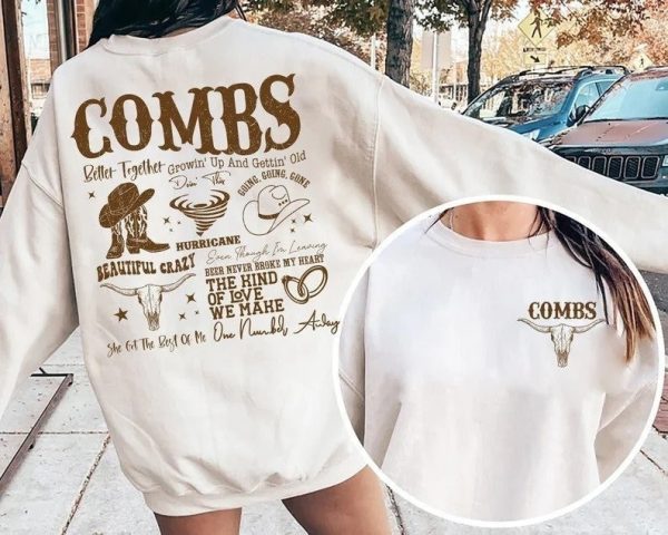 Luke Combs Vintage Sweatshirt, Luke Combs Concert Shirt, Combs Tracklist Shirt, Nashville, Music City, Wild West, Cowboy Country music Shirt