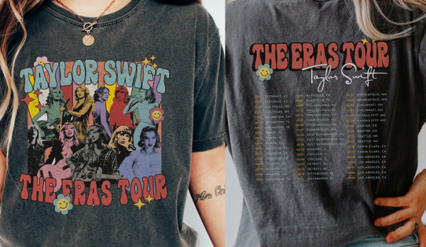 The Eras Tour Vintage Style Tshirt , TOUR DATES on Back |Comfort Colors Tee