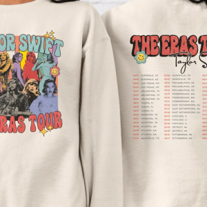 The Eras Tour Embroidered Sweatshirt, Crewneck Sweatshirt with Tour Dates on back