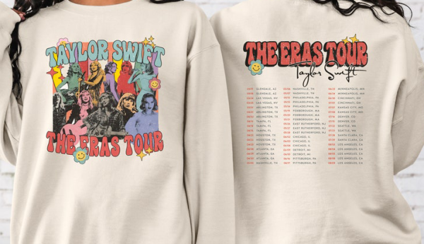 The Eras Tour Embroidered Sweatshirt, Crewneck Sweatshirt with Tour Dates on back