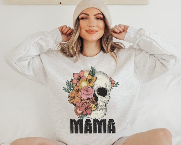 Mama Sweatshirt, Mom Sweatshirt, Mama Crewneck, Boho Mama, Mom Skull Sweater, Momma Sweatshirt