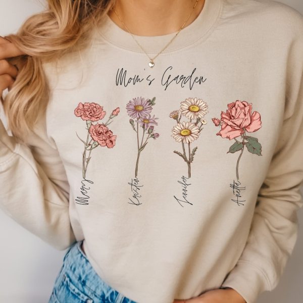 Custom Birth Month Sweatshirt, Mama’s Garden Sweatshirt, Mother Day Gift, Birth Month Flower Sweatshirt, Mom’s Flowers Garden Sweater, Custom Mom Sweatshirt