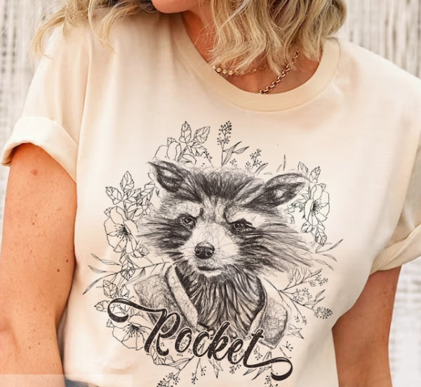 Floral Rocket Inspired Guardians Of The Galaxy, Rocket Png,Vintage Floral and Rocket Png,Rocket Raccoon Png,Marvels Shirt,Rocket Shirt