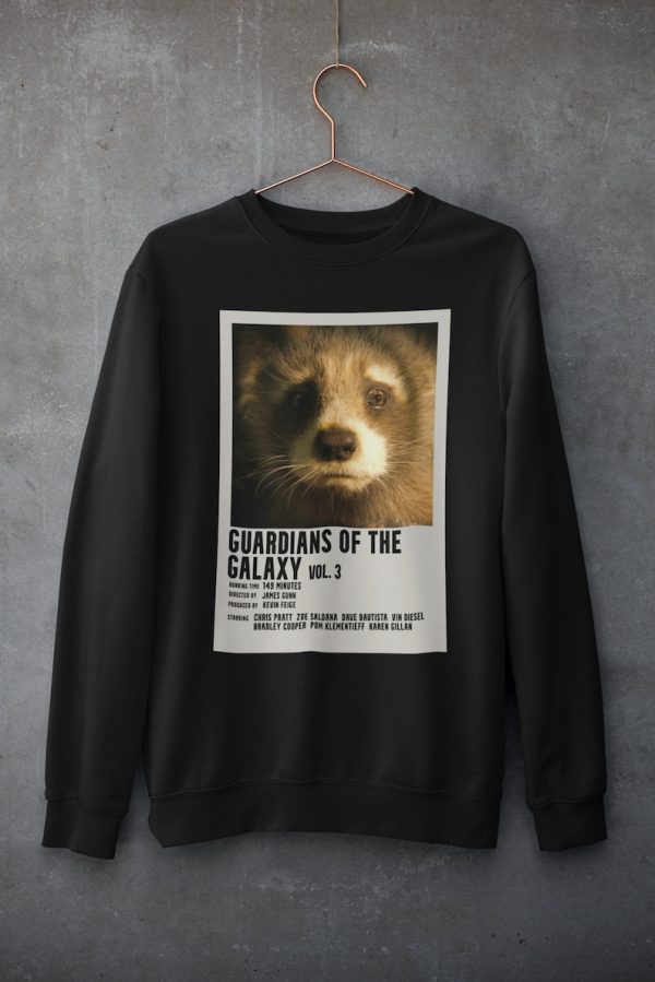 Guardians of the Galaxy Vol 3 Sweatshirt | Baby Rocket Raccoon | Marvel Movie Poster