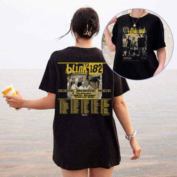 Blink-182 World Tour 2023/2024 Unisex T-shirt Merch Dates Lineup Concerts Short-Sleeve