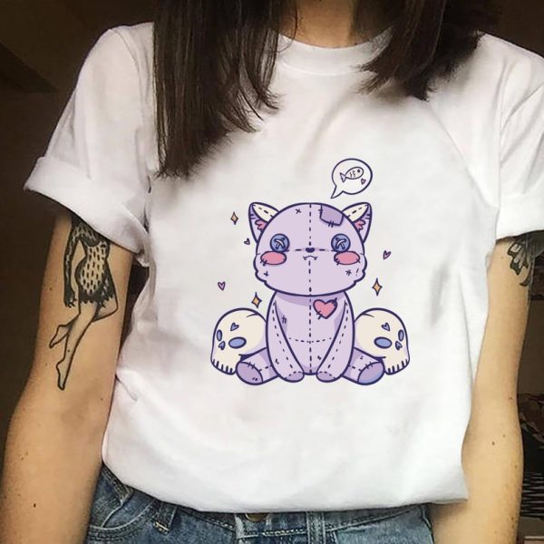 Creepy Cat Shirt, Pastel Goth Shirt, Dark Kawaii Shirt, Alt Clothing, Gothic Emo Gift, Graphic T-Shirt, Gothic Shirt