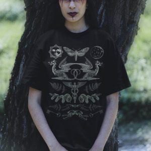 Goth Dragon Occult Moth Collage Shirt