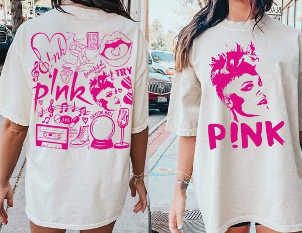 P!nk Pink Singer Summer Carnival 2023 Tour T-Shirt, Trustfall Album Shirt, Pink Tour Shirt, Music Tour 2023 Shirt, Pink Doodle Art Shirt