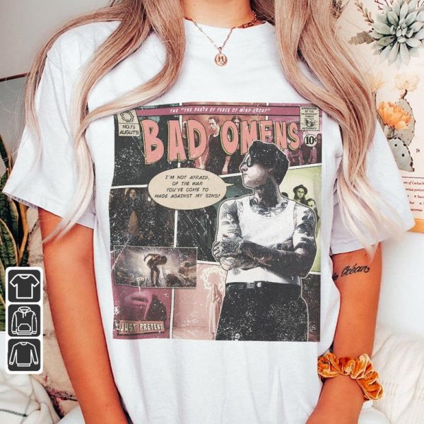 Bad Omens Comic Shirt, 90S Vintage Merch Book Art The Death Of Peace Of Mind Album World Tour Ticket 2023 Graphic Unisex Tee V3, Com3005Kh