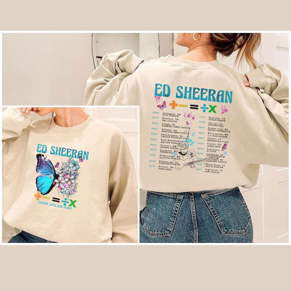 Ed Sheeran The Mathematics Tour Shirt, Vintage Ed Sheeran Butterfly Shirt