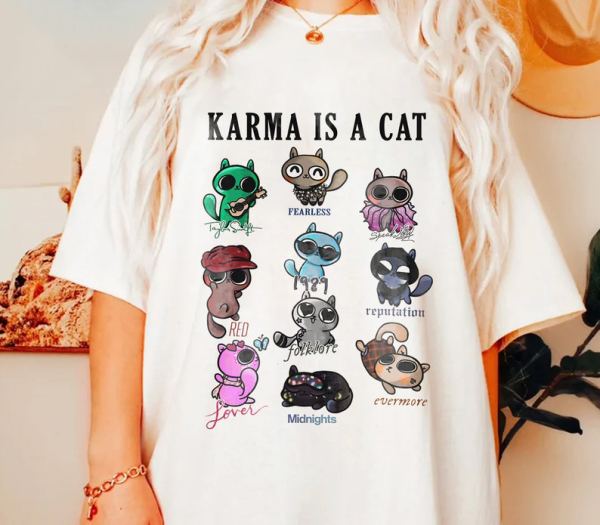 Karma Is A Cat Shirt, Vintage Eras Tour Comfort Colors Merch, Taylor The Eras Tour Shirt, Karma Is A Cat Comfort Colors Tshirt