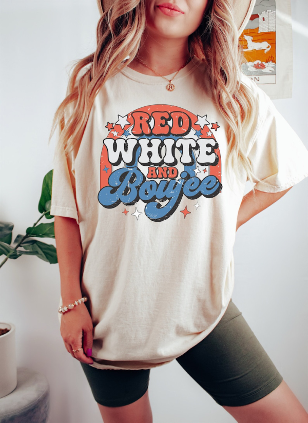 Red White and Boujee, Retro Groovy 4th of July Shirt, Patriotic Rainbow Shirt, Happy 4th of July Shirt, Independence Day, Memorial Day Shirt