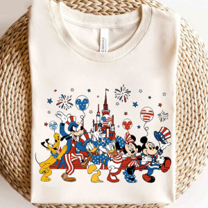 Mickey Mouse And Friends Shirt, 4th Of July Retro Crewneck Short Sleeve