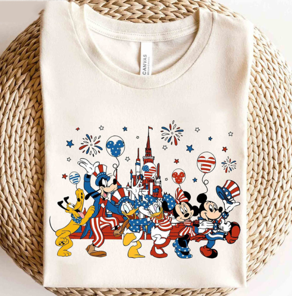 Mickey Mouse And Friends Shirt, 4th Of July Retro Crewneck Short Sleeve