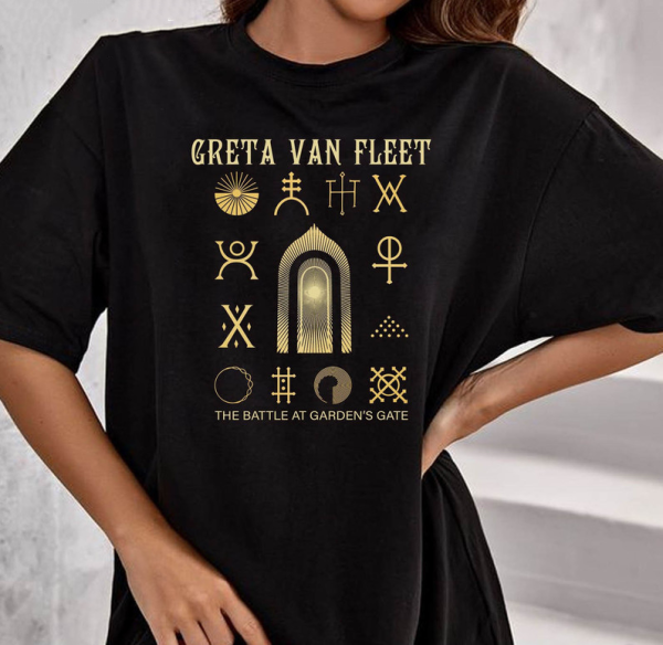 Greta Van Fleet Shirt , Dream In Gold Tour 2023 Long Sleeve Unisex Hoodie