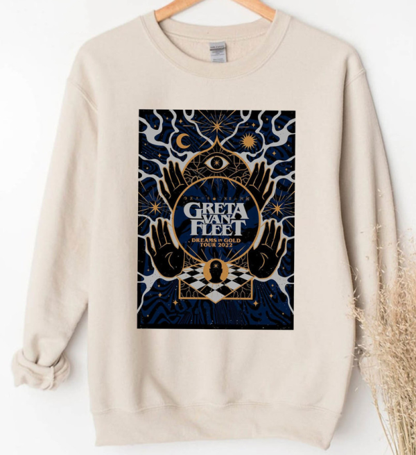 Greta Van Fleet Shirt, Retro Dreams In Gold Crewneck Unisex T-shirt