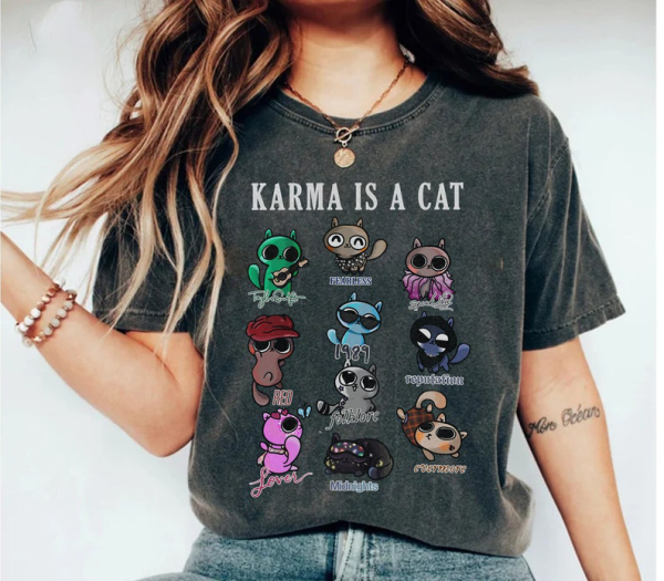 Karma Is A Cat Shirt, Vintage Eras Tour  Merch, Taylor The Eras Tour Shirt, Karma Is A Cat  Tshirt