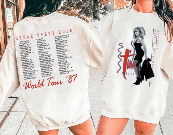 Tina Turner Break Every Rule World Tour ’87 T-Shirt, Rock music Tour Shirt, Tina Turner Tour 1987 Shirt, Break Every Rule Concert Shirt