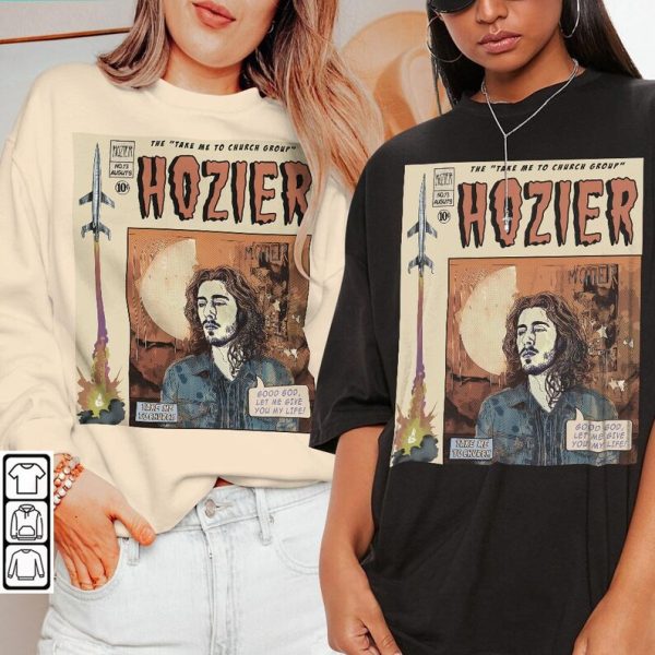 Hozier Comic Shirt, 90S Vintage Merch Book Art Take Me To Church Album World Tour Ticket 2023 Graphic Tee Gift For Fan V2