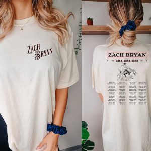 Zach Bryan Front and Back Printed The Burn Burn Burn Tour 2023 Shirt For Fan Zach Bryan Concert Fan Shirt, Zach Bryan 2023 Country Music