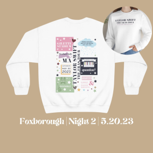 TS Eras Tour Foxborough Night 2 | 5-20-23 Date-Specific Surprise Song Eras Tour Merch Crewneck – Rain Show