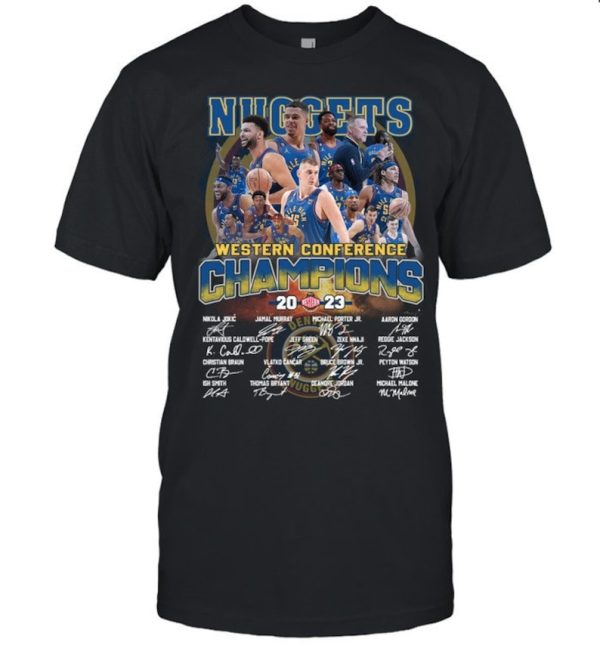 Denver Nuggets Western Conference Finals champions 2023 nikola jokic, jamal murrayUnisex Heavy Cotton Tee