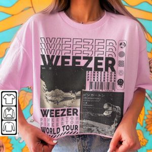 Weezer Music Shirt,Y2K 90s Merch Vintage Weezer World Tour 2023 Tickets Album Pinkerton Graphic Tee Gift For Fan