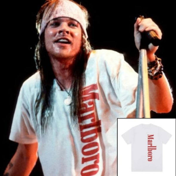 Marlboro Axl Rose Guns n Rose Shirts, Y2k Trendy Marlboro Cigarettes Tobacco Vintage Retro T-Shirt, Cigarette Letter Printed Retro Tee